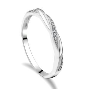 GULICX Silber Damen Ring, 925 Sterling Silber Hochzeitsringe Eheringe Verlobungsring Trauringe mit Weiß Zirkonia, Kreuz Liebesknoten Partnerring Größe 49 - 65, Kommt mit Geschenkbox - Image 1