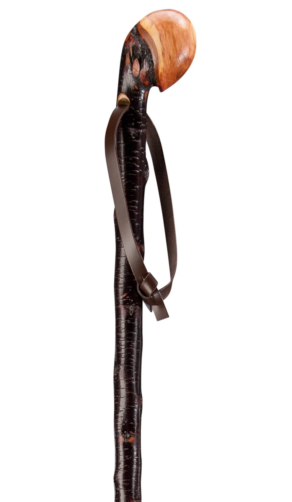 Gehstock Wanderstock Schwarzdorn-Wurzelstock rindenecht mit Lederschlaufe 105 cm - Image 1