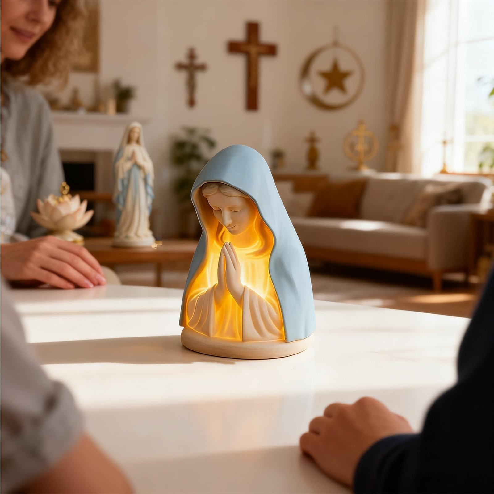 Generico Mutter Maria Nachtlicht, Kunsthandwerk für warme und entspannende Beleuchtung - katholische Nachtlampe, für Haus Weihnachten Geburtstag Kindergarten Universität Schlafzimmer Nachttisch - Image 3