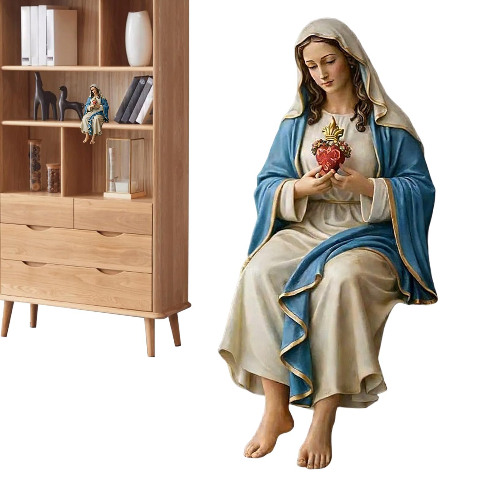 Générique Figur der Maria, katholische Figur aus Kunstharz, dekorativ, Statuen der Maria, Unserer Lieben von Dank, für Wohnzimmer, Büro, , Bibliothek, Kamin, TV-Möbel, Ecke - Image 1