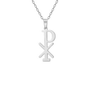 Generisch Chi-Rho Christogramm-Anhänger Halsketten Frauen Männer religiöses Amulett-Halsband römischer einzigartiger Schmuck - Image 1