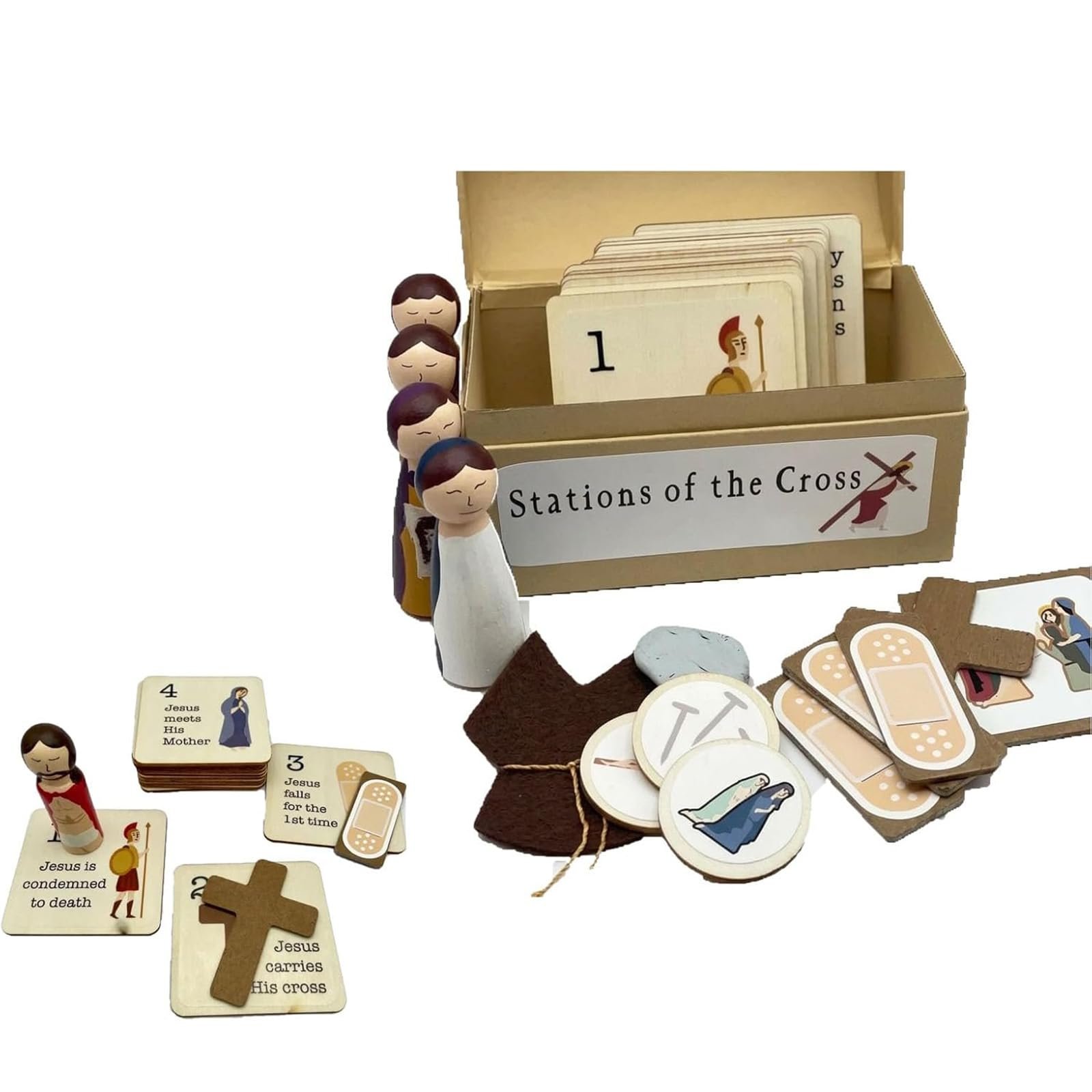 Generisch Kreuzweg-Bastelset für Kinder – interaktive Glaubensaktivität für Kinder, 14 Stationen zum Basteln in der Fastenkirche, Kreuzweg-Set, christliches Partyzubehör der Jesus-Faith Church (1set) - Image 1