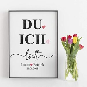 Geschenk zum Hochzeitstag Jahrestag für ihn sie Paar Valentinstag Kunstdruck personalisiert du ich läuft ungerahmt - Image 7
