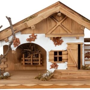 Geschenkestadl Holzhaus Krippe ca. 45cm x 21cm Holz Haus Krippe Landhaus Stall Weihnachten Dekoration - Image 1