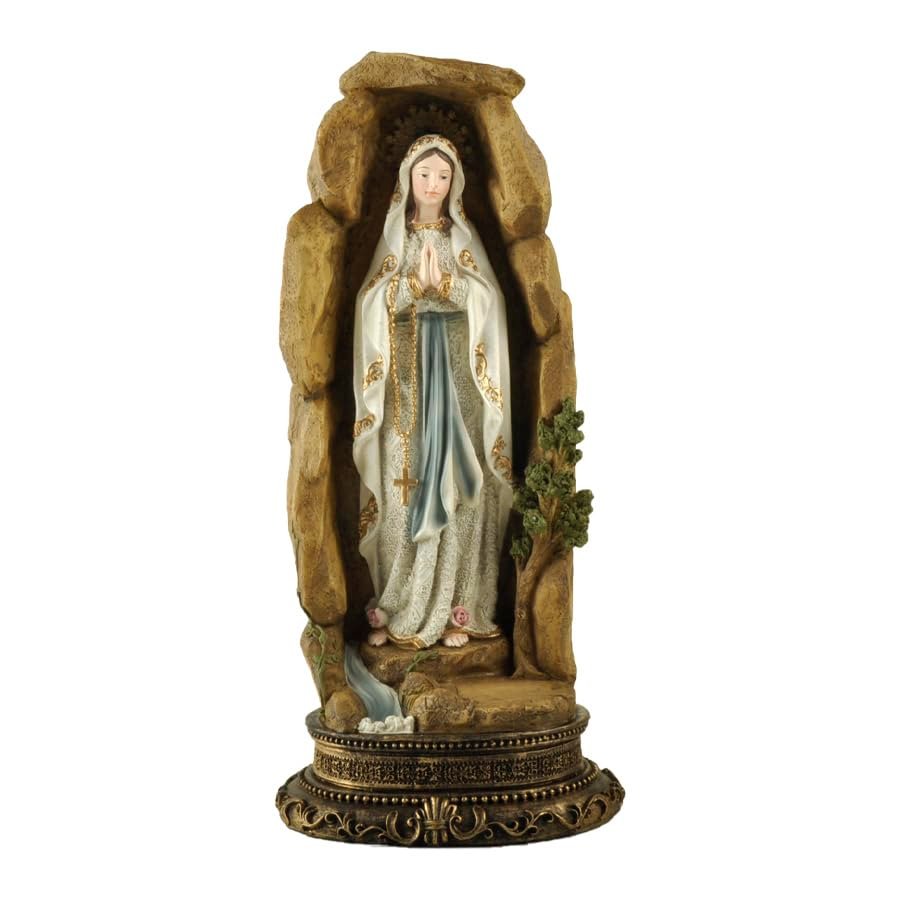 Gesegnete Jungfrau Maria von Lourdes Statue, 32,6 cm, katholische Statue Unserer Lieben Frau von Lourdes, Grotte, verehrte unsere Frau der Gnade, katholische religiöse Heimdekoration - Image 1