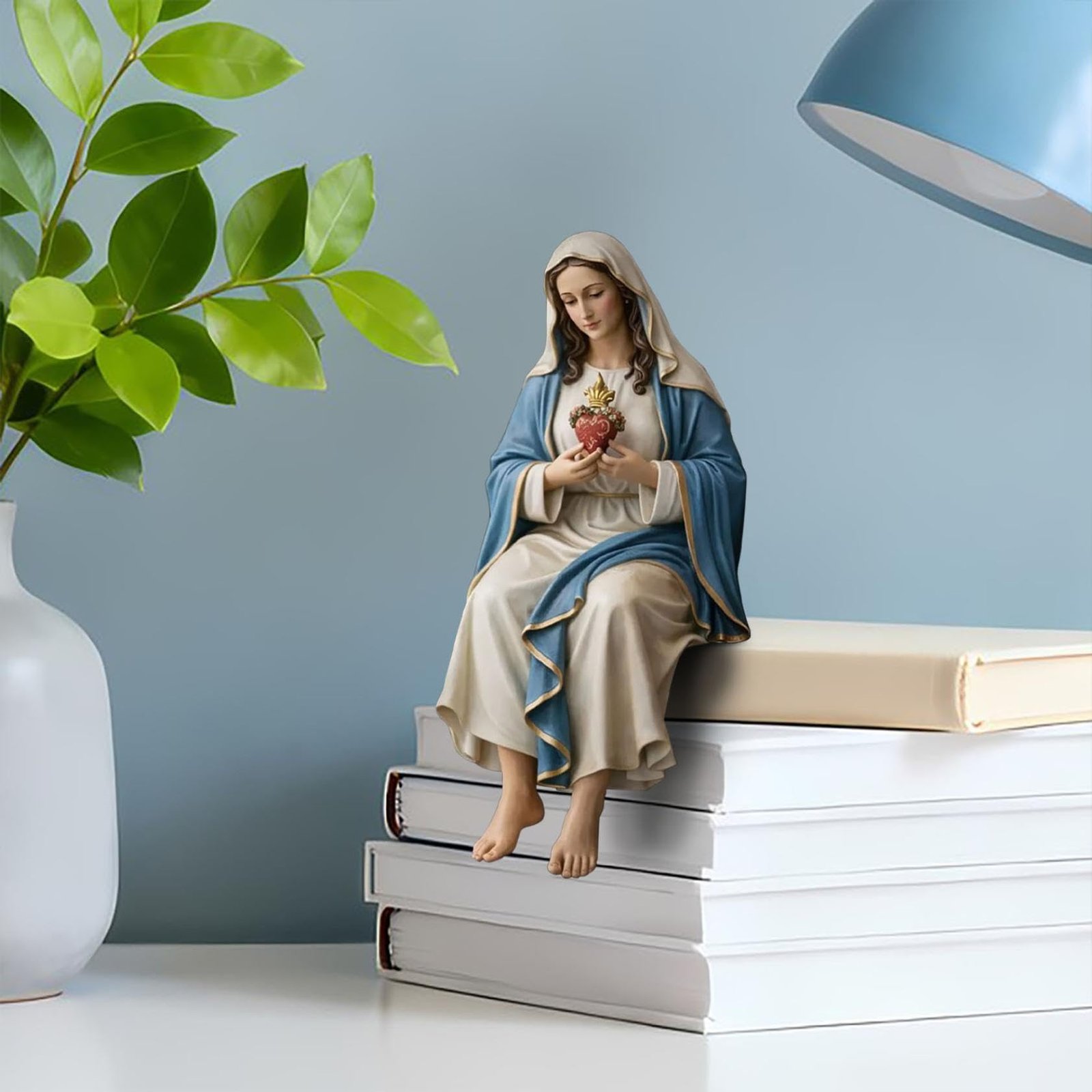 Gesegnete Mutter Maria Statue - Unsere Liebe Frau von Lourdes Statue - Mother Mary Ornament - Handbemalte Heilige Maria Figur aus der Renaissance Sammlung - Religious Desk Decor für Zuhause & Altar - Image 4