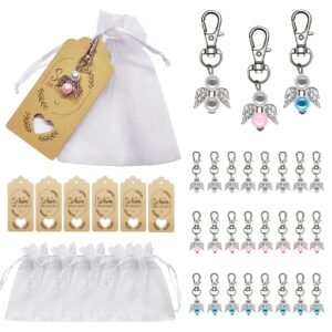Gigmeta 24 Stück Schutzengel Anhänger, Gastgeschenke Taufe Hochzeit mit Organza Tasche und Kraftpapier Anhänger, für Kommunion Gastgeschenke Konfirmation Taufe Geschenk Abschied - Image 1