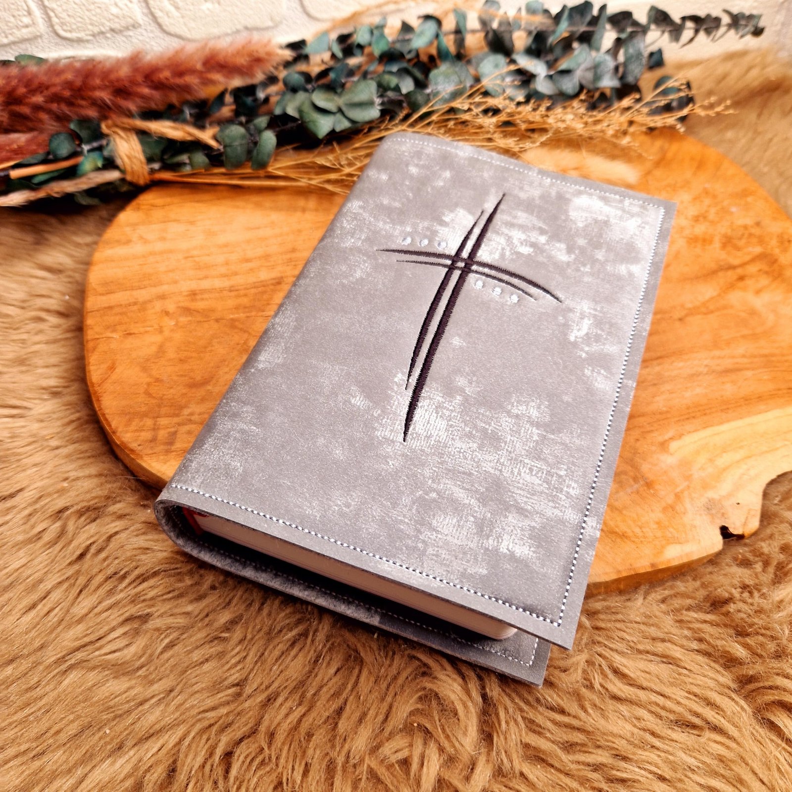 Gotteslob - Hülle aus Kunstleder - Silber - Kreuz - Geschenk zur Kommunion, Geburt oder Taufe - Image 5