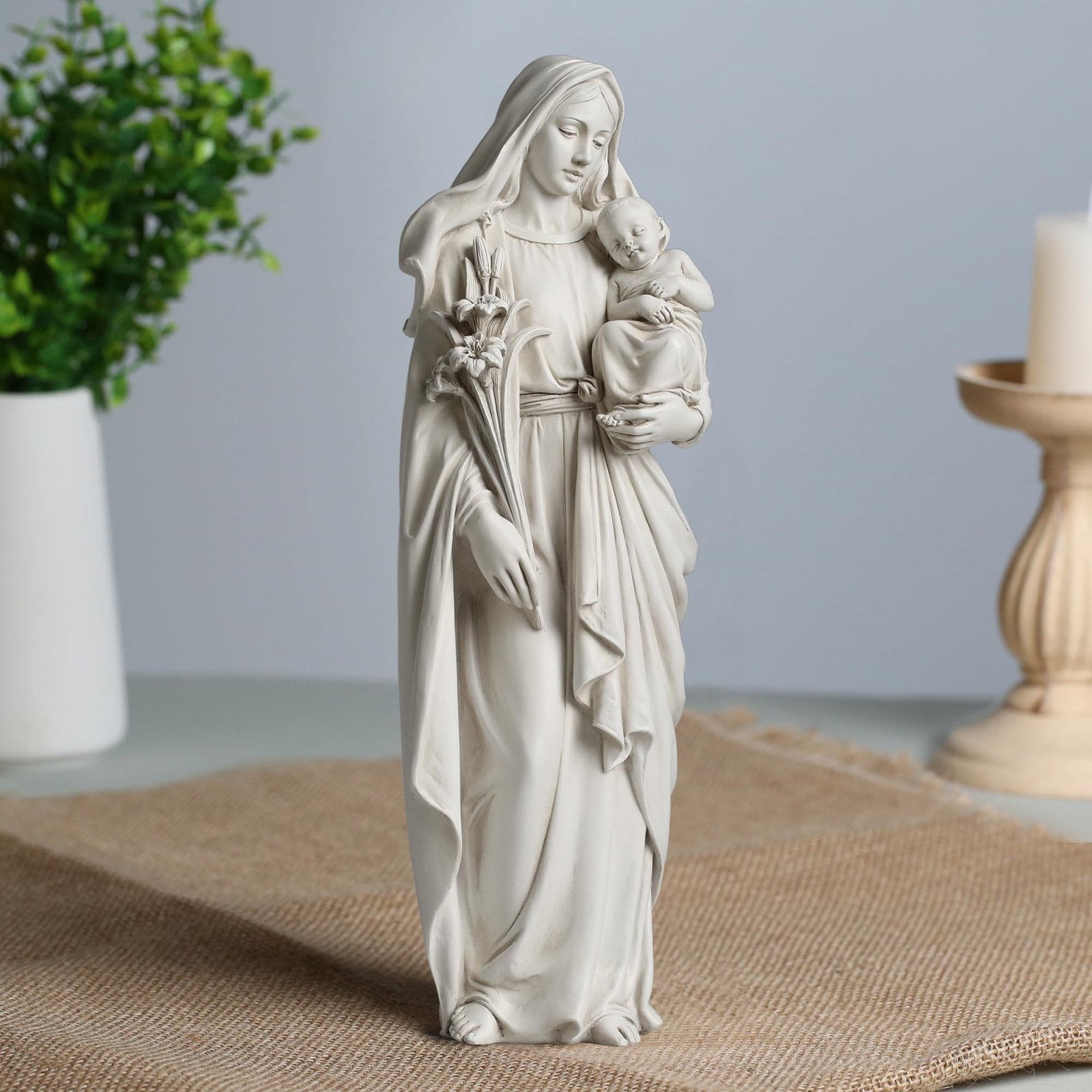 Grace4Joy Statue Madonna und Kind, Maria mit Jesuskind, katholische Heimdekoration, handbemalt, gesegnete Jungfrau Maria, Renaissance-Kollektion, 34,9 cm - Image 2