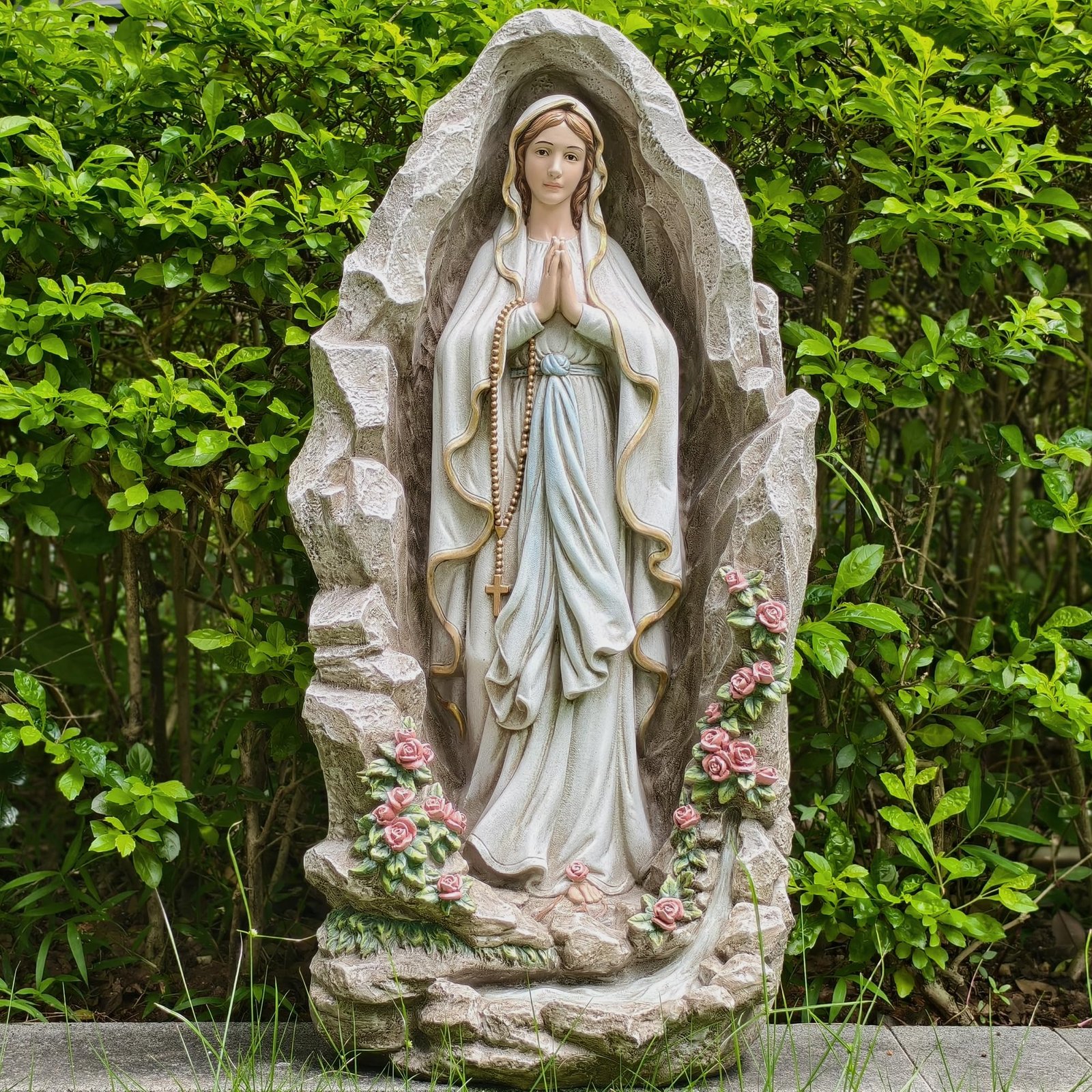 Grace4Joy Statue "Our Lady of Lourdes" – 61 cm Jungfrau Maria Statue für den Außenbereich, katholische Gartendekoration, Our Lady of Lourdes Grotto-Skulptur für Haus, Hof, Terrasse, Rasen, Flur Dekor - Image 1