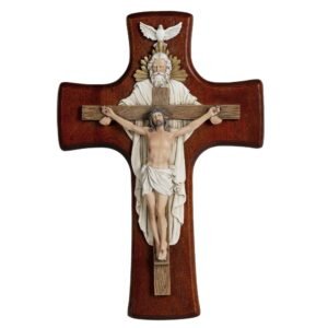 Grace4Joy Wandkreuz der Heiligen Dreifaltigkeit, 30,5 cm, katholisches Kruzifix, handbemalt, Kunstharz, Jesus auf Holzkruzifix, religiöse Einweihungsgeschenke - Image 1