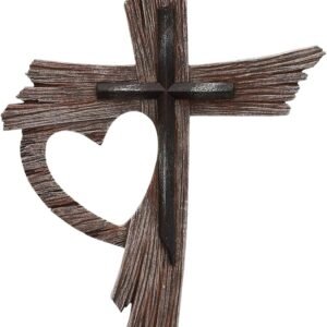 Gwezmxs Vintage Jesus Kreuz Wand aus Holz, Kruzifix zum Aufhängen Christliche Deko - 20x30cm - Image 1