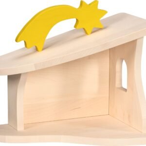 HOLZTIGER 80617 - Stall/Krippe, handgearbeit aus Ahornholz, inkl. Weihnachtsstern, wasserbasierte Farbe, fördert Fantasie & Kreativität, Made IN Europe, 40x25x29cm, OHNE Figuren - Image 1
