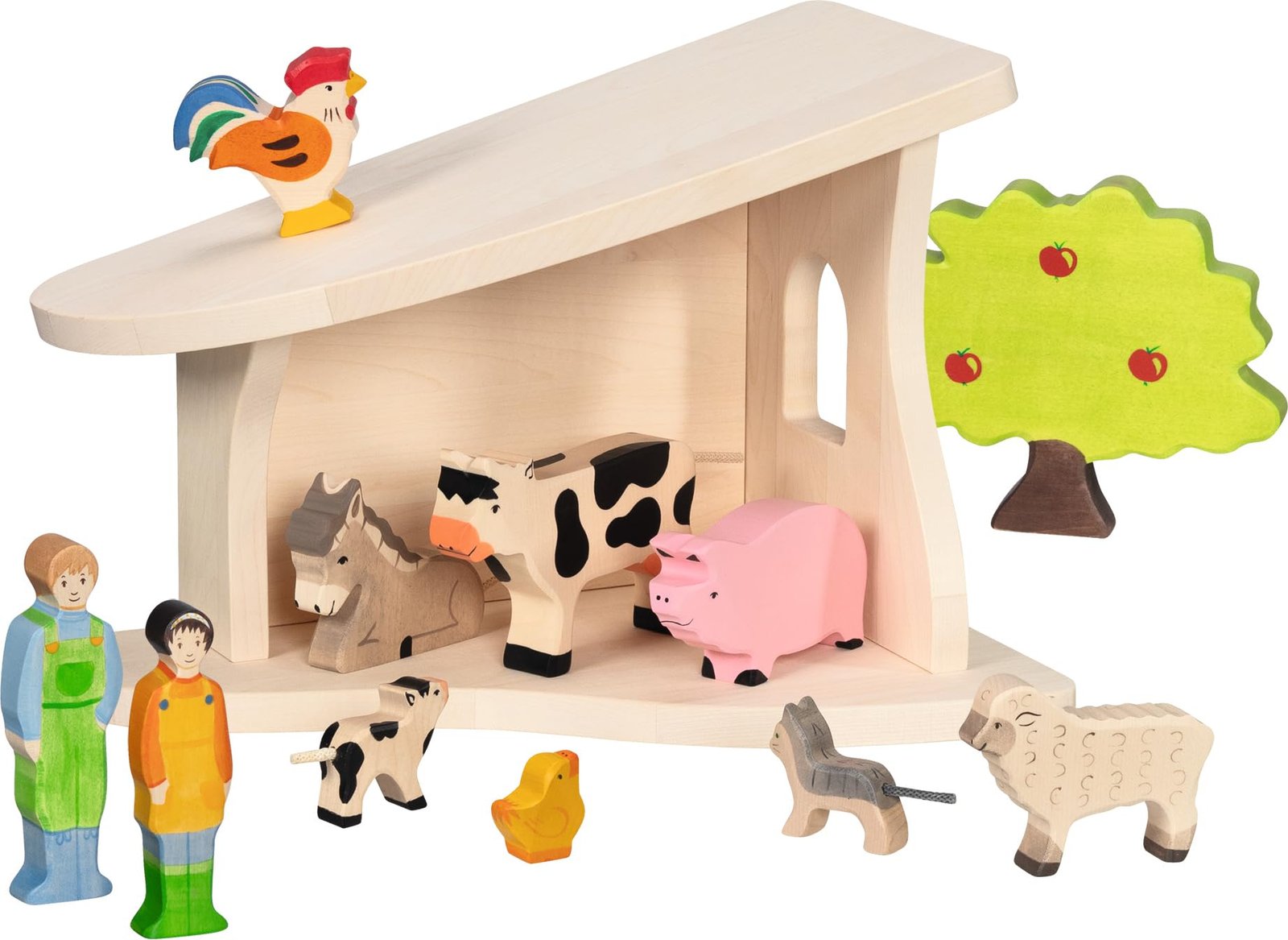 HOLZTIGER 80617 - Stall/Krippe, handgearbeit aus Ahornholz, inkl. Weihnachtsstern, wasserbasierte Farbe, fördert Fantasie & Kreativität, Made IN Europe, 40x25x29cm, OHNE Figuren - Image 2