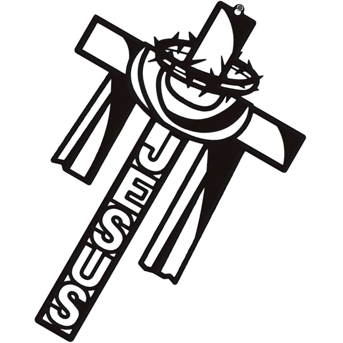 HOOTNEE Schwarzes Eisen Wandkreuz Ornamentales Katholisches Kreuz mit Kompakter Form als Religiöse Wanddekoration für Wohn und Arbeitszimmer - Image 1
