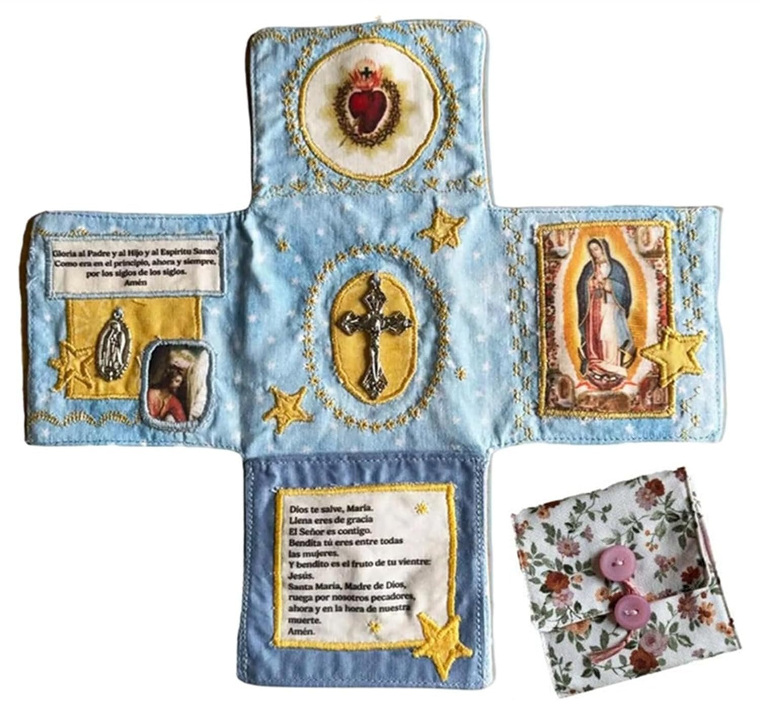 Handcrafted Pocket Devotional - Faith Edition, Handgefertigtes besticktes Taschengebetbuch, 25,4 cm, katholisches Reise-Gebetsset mit Kreuz, tägliche Andachtsbücher, katholisches Reise-Set mit Kreuz - Image 1