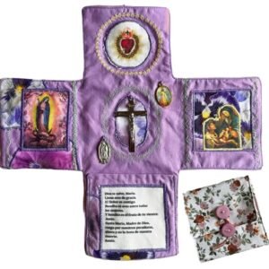 Handcrafted Pocket Devotional - Faith Edition, Handgefertigtes besticktes Taschengebetsbuch, 25,4 cm, katholisches Reise-Gebetsset mit Kreuz, tägliche Andachtsbücher, katholisches Reise-Set mit Kreuz - Image 1
