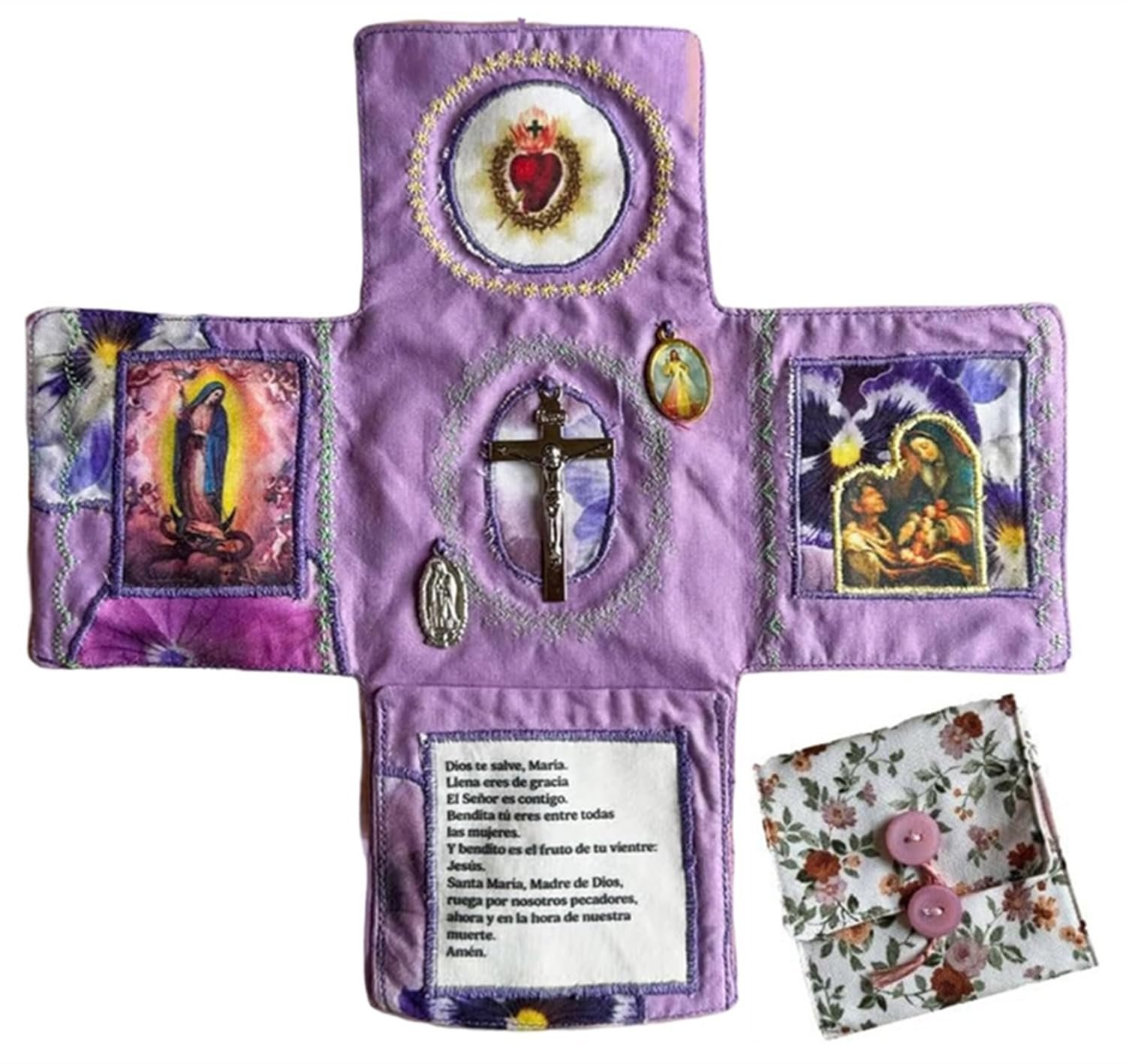 Handcrafted Pocket Devotional - Faith Edition, Handgefertigtes besticktes Taschengebetsbuch, 25,4 cm, katholisches Reise-Gebetsset mit Kreuz, tägliche Andachtsbücher, katholisches Reise-Set mit Kreuz - Image 1