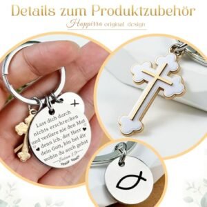 Happirra Christliche Geschenke für Firmung, Konfirmation, Kommunion, Erstkommunion,Taufe, Kreuz Bible Schlüsselanhänger, Kleine Mutmacher Spirituelle Geschenke für Mädchen und Jungen, Patenkind - Image 10