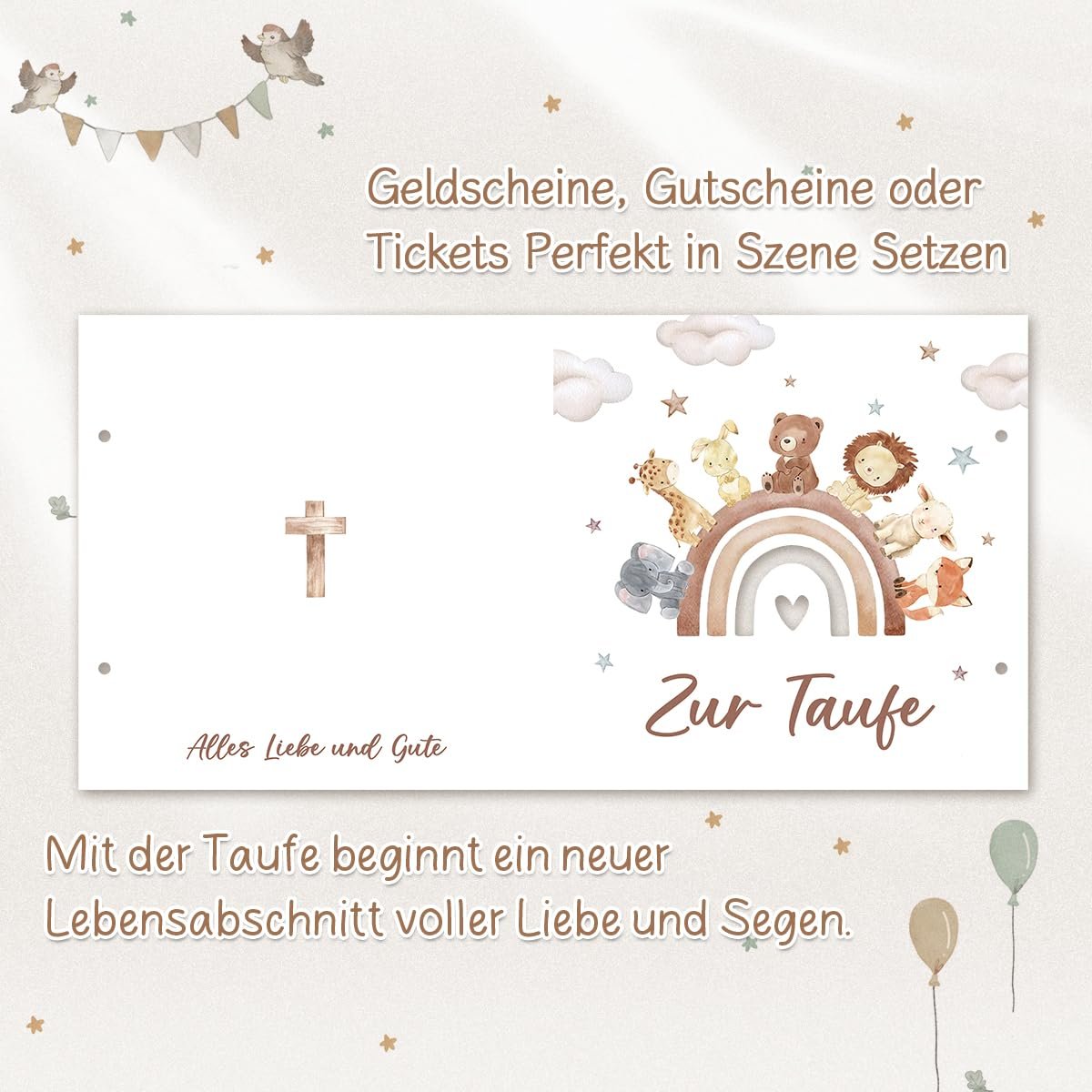 Happirra Taufgeschenke für Mädchen Jungen, Karte Taufe Geldgeschenk Verpackung mit Umschlägen, Sinnvolle Geschenke zur Taufe, Geldgeschenk Taufe Glückwunschkarten zur Taufe Taufkarte Junge Mädchen - Image 2