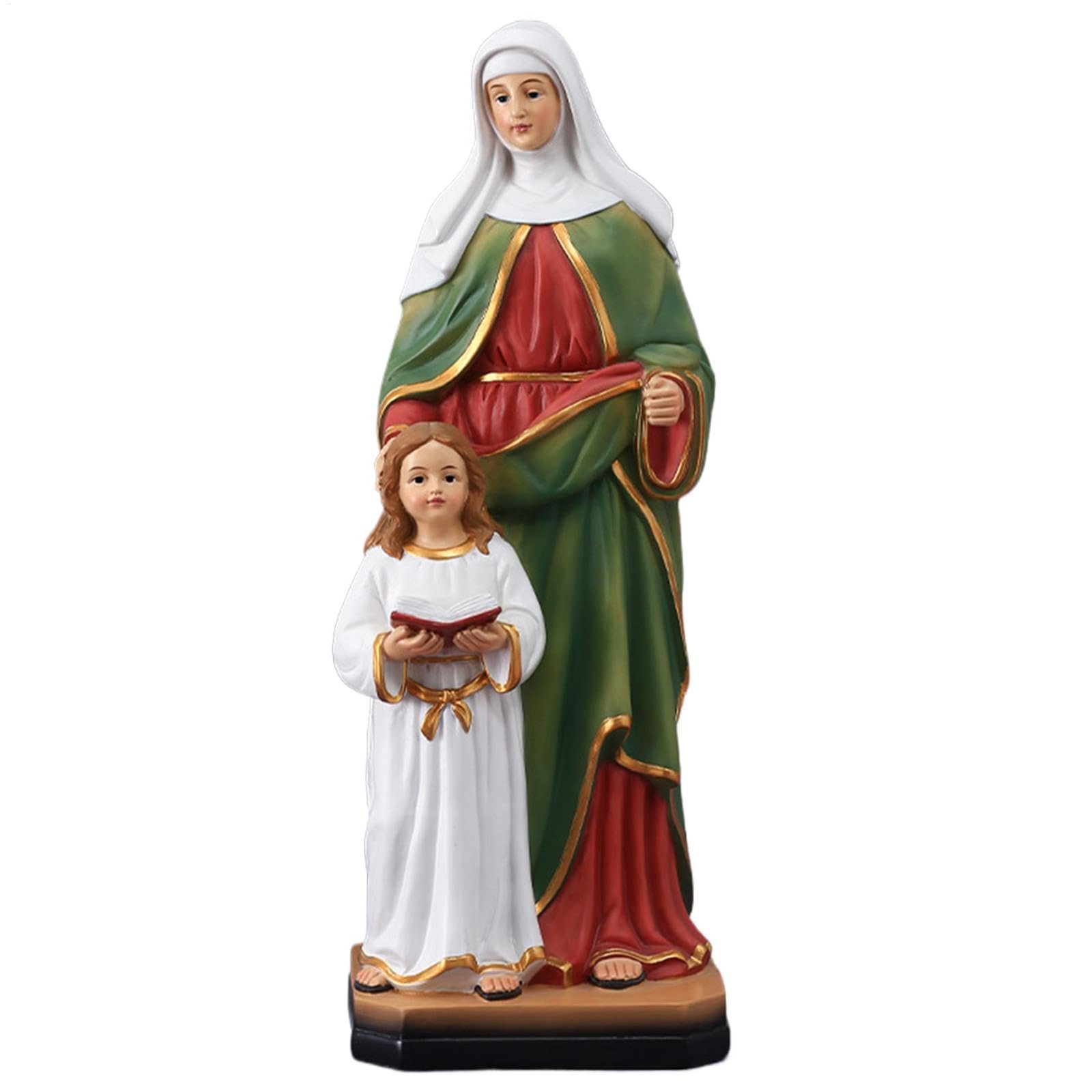 Heilige Anna Figur, Harz Heilige Statue, Segen Statue Harz, Sammelfigur Heilige Anna Kind, Heilige Anna Statue, Harz Segen Statue für Wohnzimmer Nachttisch Kirche - Image 1