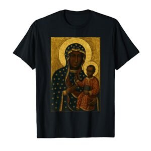 Heilige katholische Ikone der Schwarzen Madonna T-Shirt - Image 1