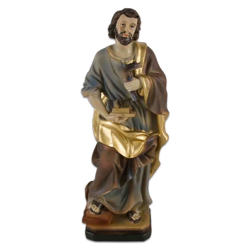 Heiliger Josef mit Hobel - Winkel bunt bemalt 15 cm Schutzpatron Heiligenfigur - Polyresin - Image 1