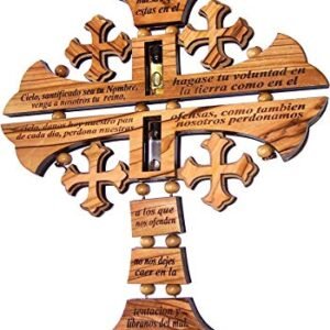 Heiliges Land Market Byzantinisches Olivenholzkreuz mit spanischem Lord Gebet von Laser Technology 25,4 cm - Image 2