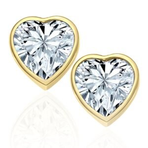 Herz Ohrringe Gold vergoldet festliche goldene Herz-Ohrstecker kleine Herzohrringe Ich liebe Dich Geschenk für Frau Ehefrau Freundin Geschenkidee zum Geburtstag Jahrestag Hochzeitstag Weihnachten - Image 1