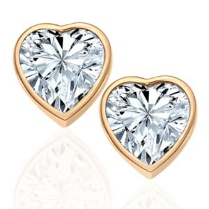 Herz Ohrringe Roségold vergoldet festliche Herz-Ohrstecker kleine Herzohrringe Ich liebe Dich Geschenk für Frau Ehefrau Freundin Geschenkidee zum Geburtstag Jahrestag Hochzeitstag Weihnachten - Image 1