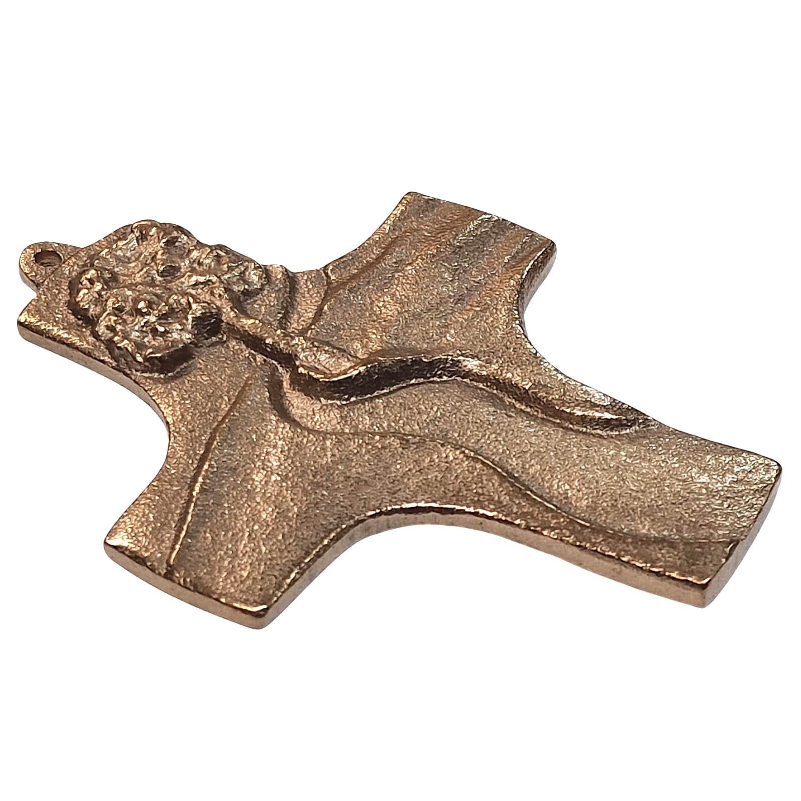 Herzmensch Massives Bronzekreuz - Der Weg - Kommunionkreuz, Taufkreuz 7 x 9 cm gold als Geschenk zur Firmung, Taufe, Hochzeit, Weihnachten für Mann und Frau - Image 2