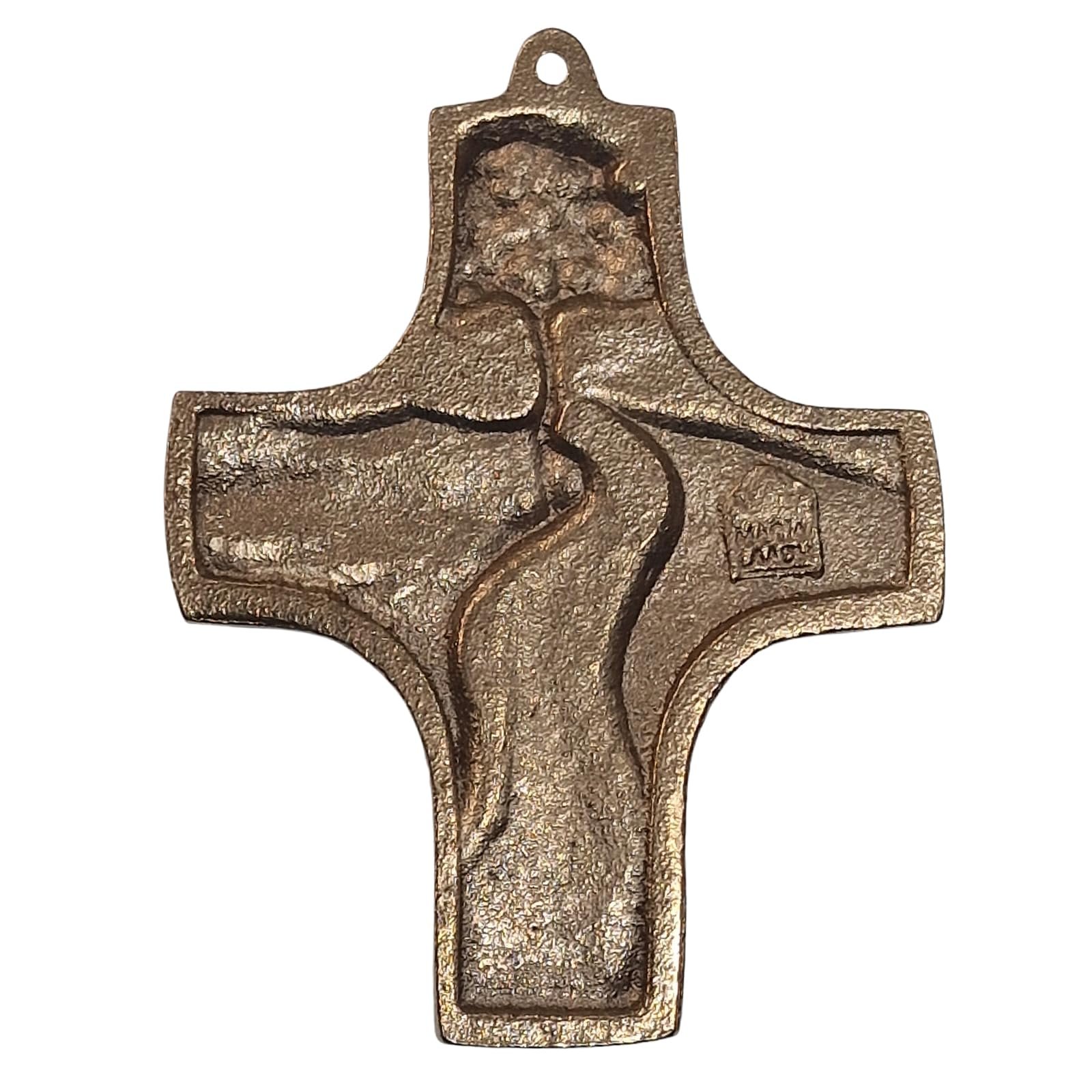 Herzmensch Massives Bronzekreuz - Der Weg - Kommunionkreuz, Taufkreuz 7 x 9 cm gold als Geschenk zur Firmung, Taufe, Hochzeit, Weihnachten für Mann und Frau - Image 4