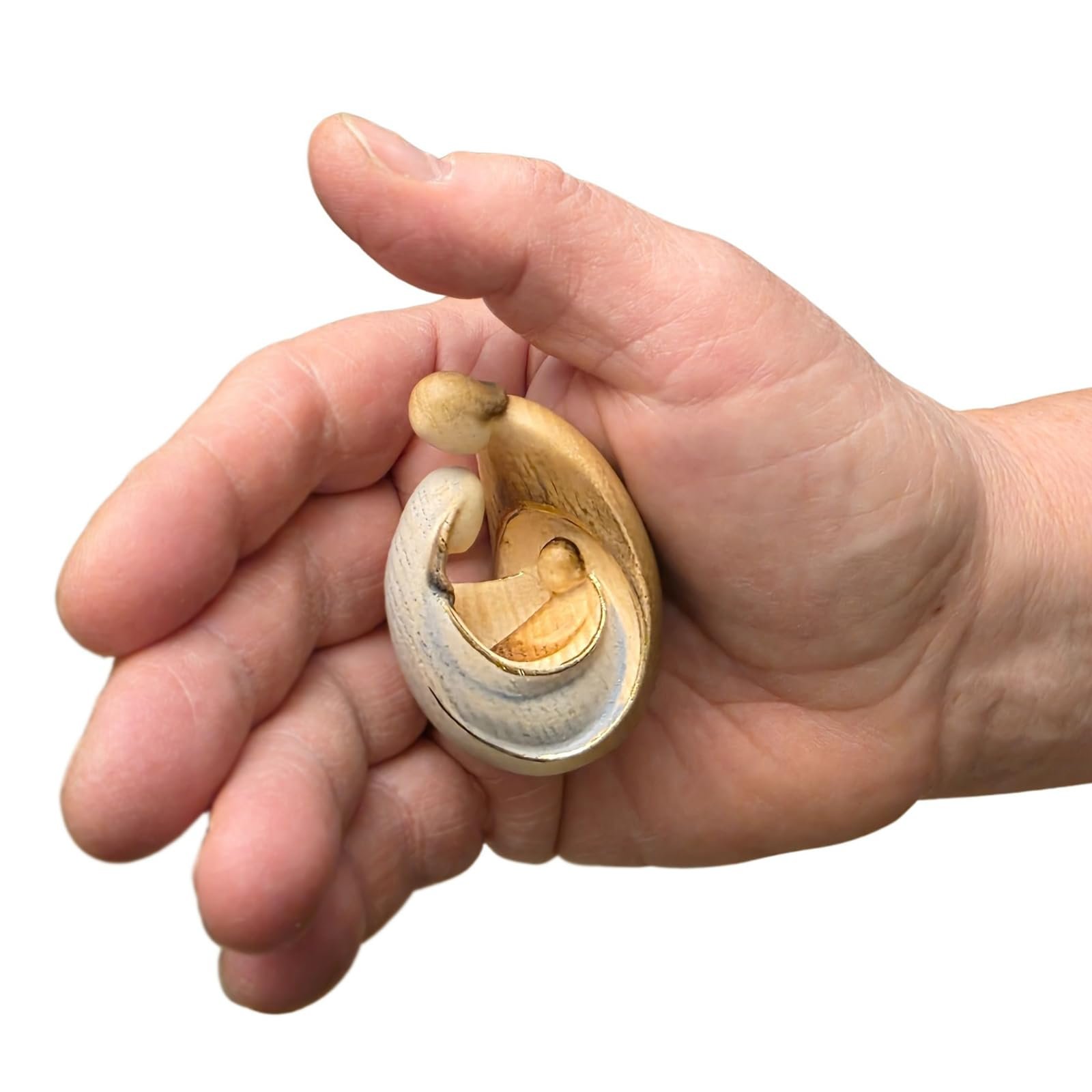 Herzmensch Miniatur Heilige Familie aus bemaltem Eschenholz - 6 cm - Kunsthandwerk aus dem Grödnertal zu Weihnachten als kleines Geschenk - Image 1