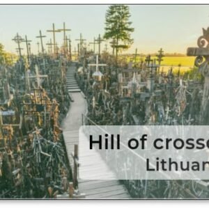 Hill of Crosses (Kryziu Kalnas), Pilgerstätte in Nordlitauen, Sommer-Sonnenuntergangszeit, Kühlschrankmagnet - Image 1