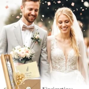 Hochzeitsgeschenke für Brautpaar, Elegante Geldgeschenk Hochzeit, Geldgeschenke Verpackung Geschenkbox mit Trockenblumen & Hochzeitskarte & Reagenzglas, Hochzeitsgeschenk Geld Ideen - Image 5