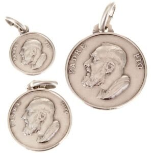 Holyart Kleine Medaille Padre Pio Silber 925, 8 mm (0.32 inc.) - Image 1