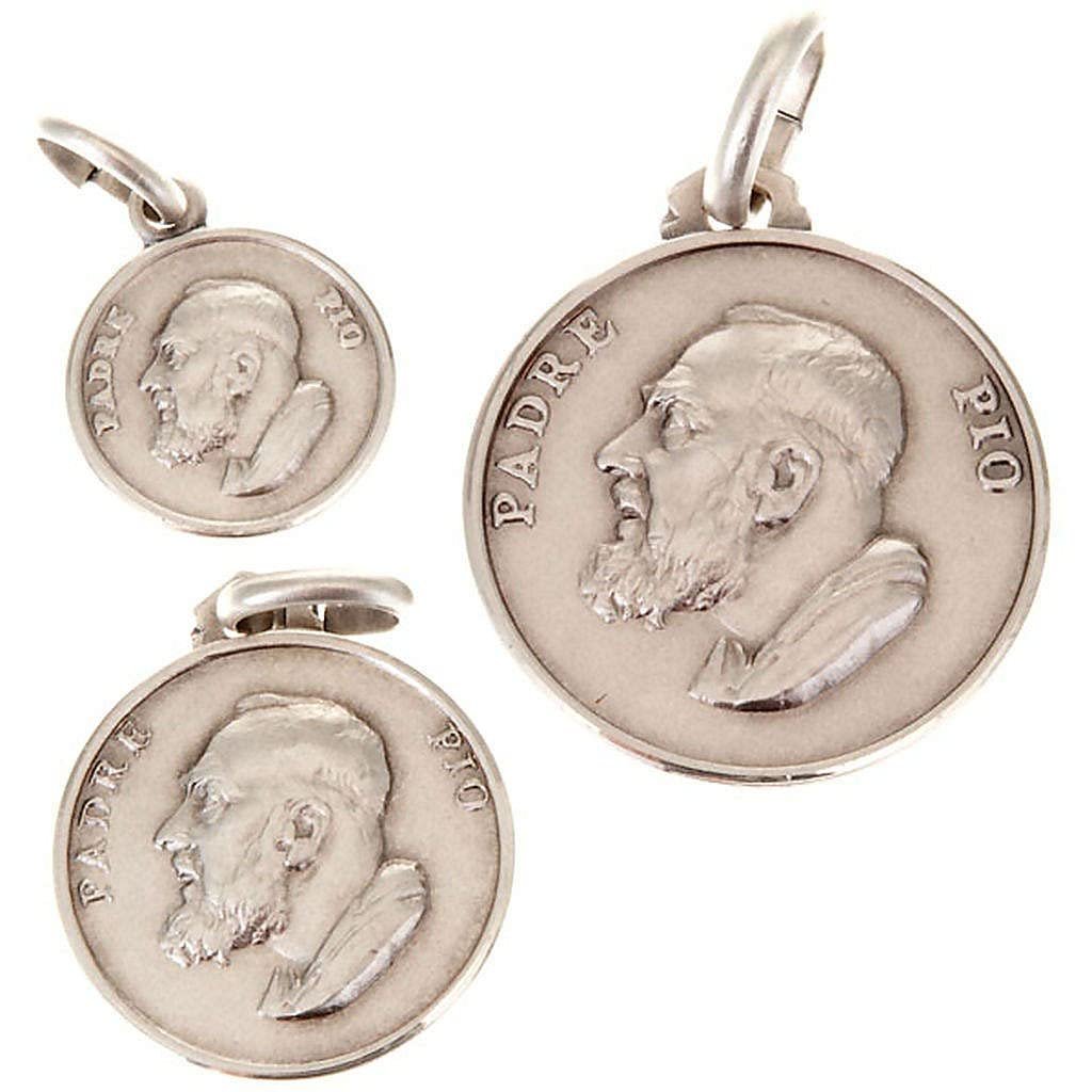 Holyart Kleine Medaille Padre Pio Silber 925, 8 mm (0.32 inc.) - Image 1