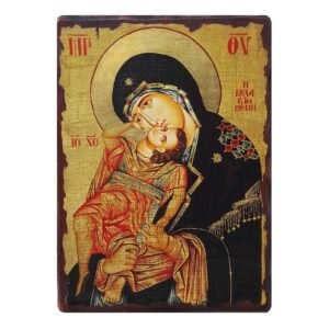 Holyart Russische Ikone, Malerei und Découpage, Muttergottes Eleusa, 30x20 cm - Image 1