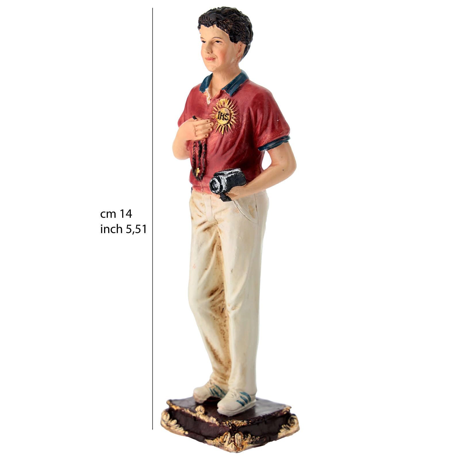 Holyart Statuen aus Resin und PVC: Carlo Acutis Statue mit Rosenkranz und Kamera aus bemaltem Harz 13 cm - Image 3
