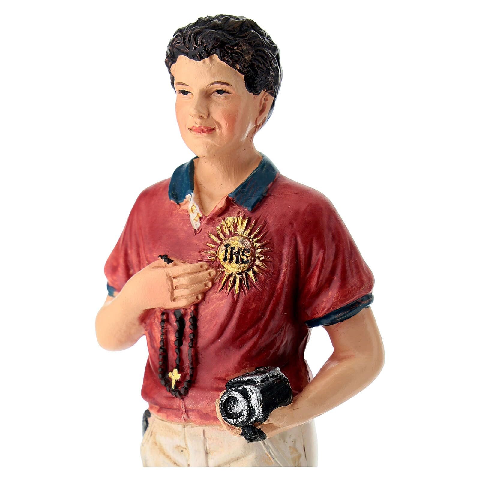 Holyart Statuen aus Resin und PVC: Carlo Acutis Statue mit Rosenkranz und Kamera aus bemaltem Harz 13 cm - Image 4