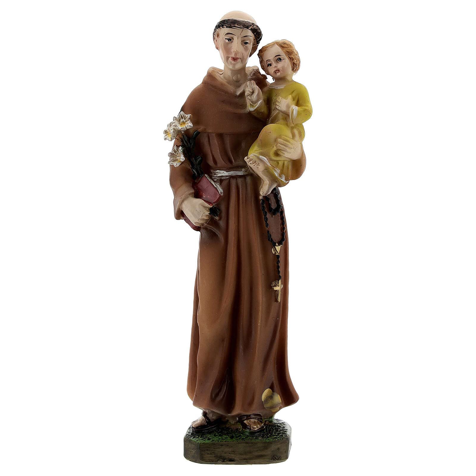 Holyart Statuen aus Resin und PVC: Statue aus Harz Antonius von Padua mit Kind in gelber Kleidung, 12 cm - Image 1