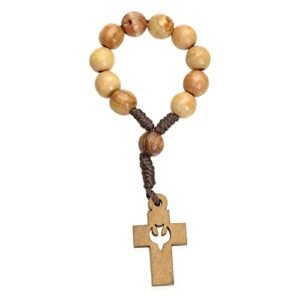 Holyart Zehner-Rosenkranz Heiliges Land Olivenholz Kreuz mit Taube - Image 4