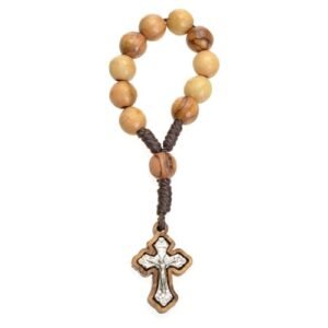 Holyart Zehner-Rosenkranz Heiliges Land Olivenholz mit Kreuz aus Metall - Image 4