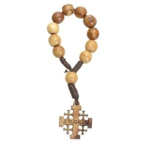Holyart Zehner-Rosenkranz aus Olivenholz mit Kreuz Jerusalem - Image 4