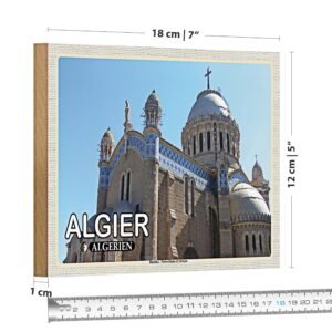 Holzschild | Algiers | Notre-Dame d'Afrique | Dekoration | 18 cm x 12 cm - Image 1
