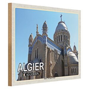 Holzschild | Algiers | Notre-Dame d'Afrique | Dekoration | 40 cm x 30 cm - Image 1
