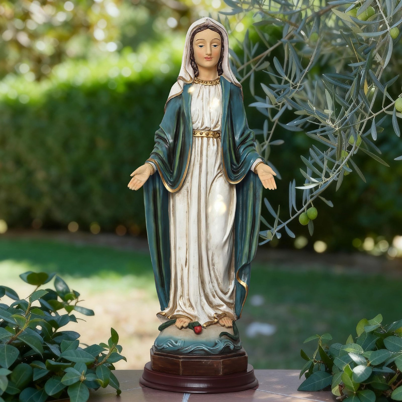 Hometopia 64cm Marienstatue Jungfrau Maria, Religiöse Heilige Maria Statue aus Polyresin, Christliche Deko Figur für Gebetsraum, Kapelle, Garten & Zuhause, Christliche Geschenke EIN Geschenk für Mama - Image 1