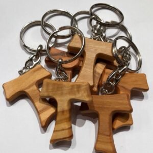 IL SOLE Schlüsselanhänger Tau Olivenholz Kreuz des Heiligen Franziskus Assisi 20 Stück 4 cm, Holz, S - Image 1