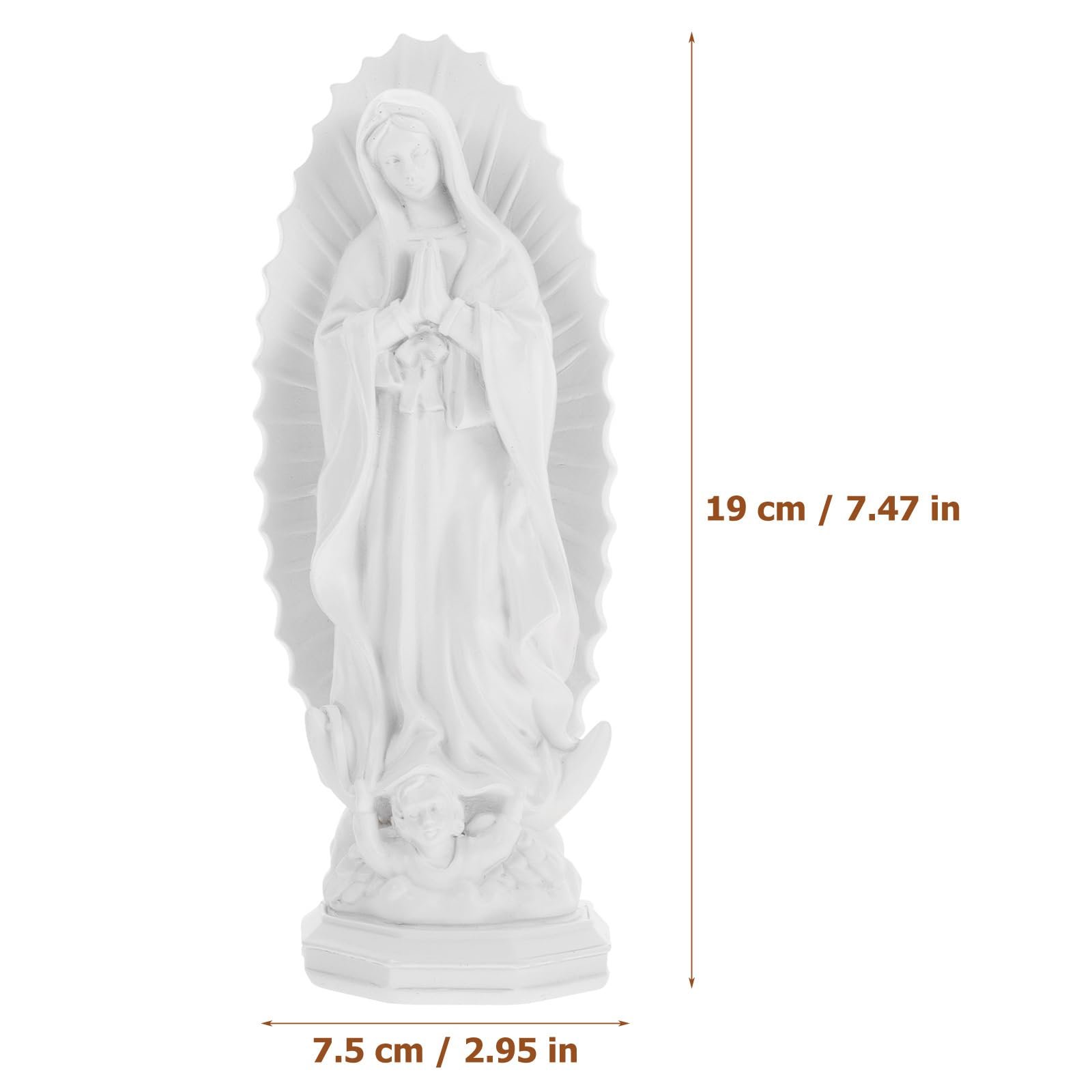 IMIKEYA Jungfrau Maria Statue: 19 cm Heiligenfigur Religiöses Gesegnete Mutter Jungfrau Mariar Statue - Weiß Harz Katholische Mutterstatue Figur für Heimdekoration - Image 4