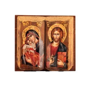 IconsGr Wandbild Ikone von Jesus Christus und Maria, griechisch, christlich, orthodox, Wandmontage für Wohnzimmer - Image 1